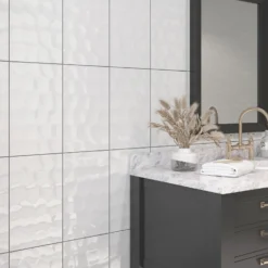 None Bumpy White Ceramic Wall Tile 250 X 400mm - 1sqm Pack -Flooring Store 12806299 1134909414622652