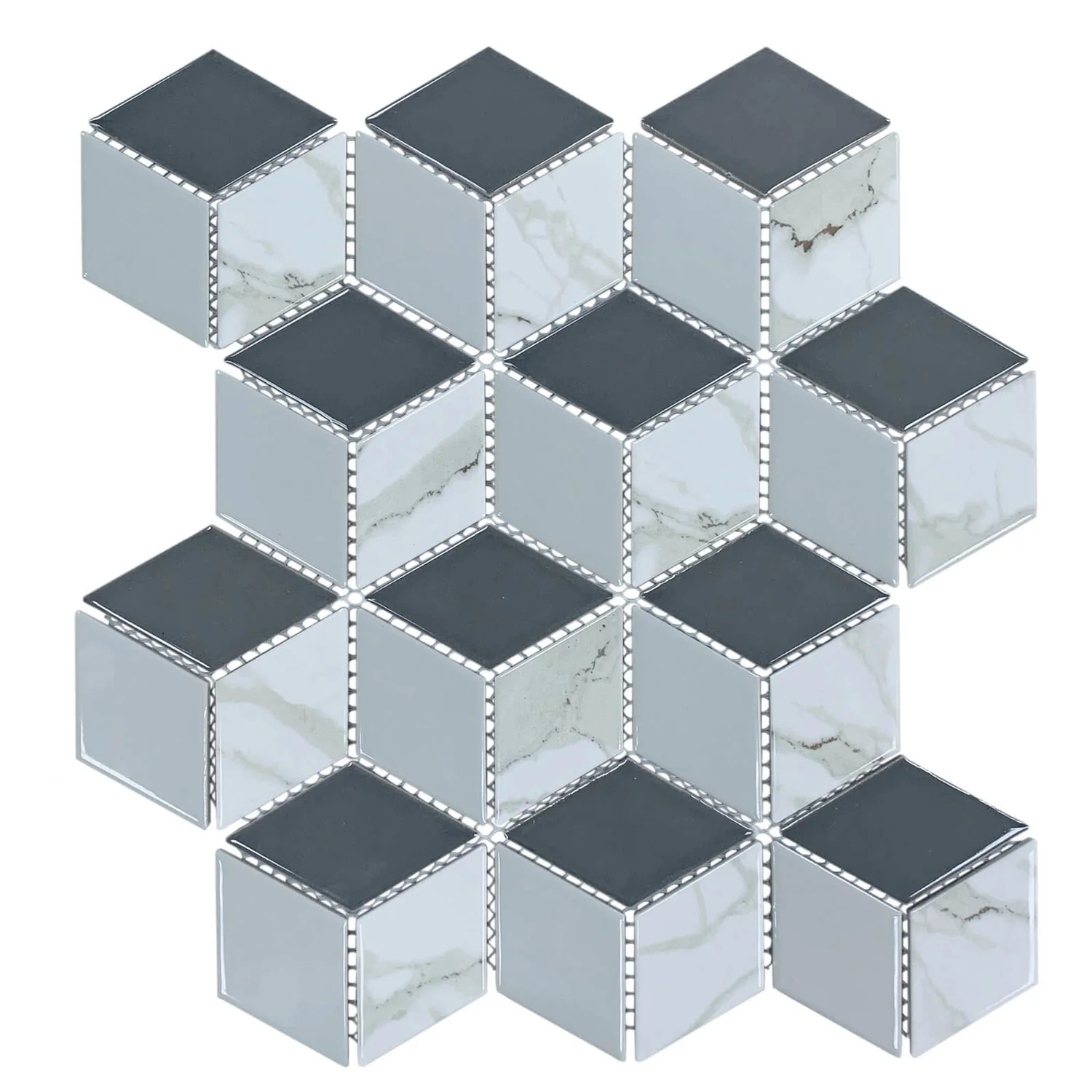 House Of Mosaics Geo Grey Hex Mosaic Tile Sheet 3 House Of Mosaics Geo Grey Hex Mosaic Tile Sheet