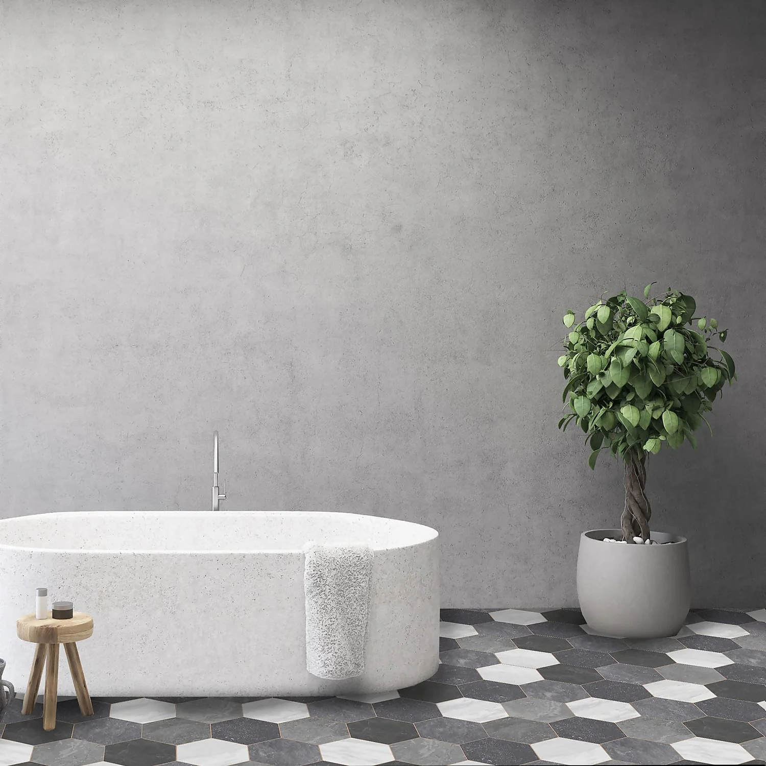 None Pembroke Hex Vinyl Sheet Flooring - 3x2m Roll 5 None Pembroke Hex Vinyl Sheet Flooring - 3x2m Roll - Image 3