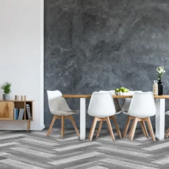 None Venice Grey Herringbone Vinyl Sheet Flooring 3x2m Roll -Flooring Store 13053380 5495002421390949
