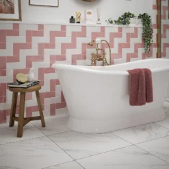 Country Living Artisan Peony Blush Ceramic Wall Tile 75 X 150mm - 0.5sqm Pack -Flooring Store 13220554 4244909608247818