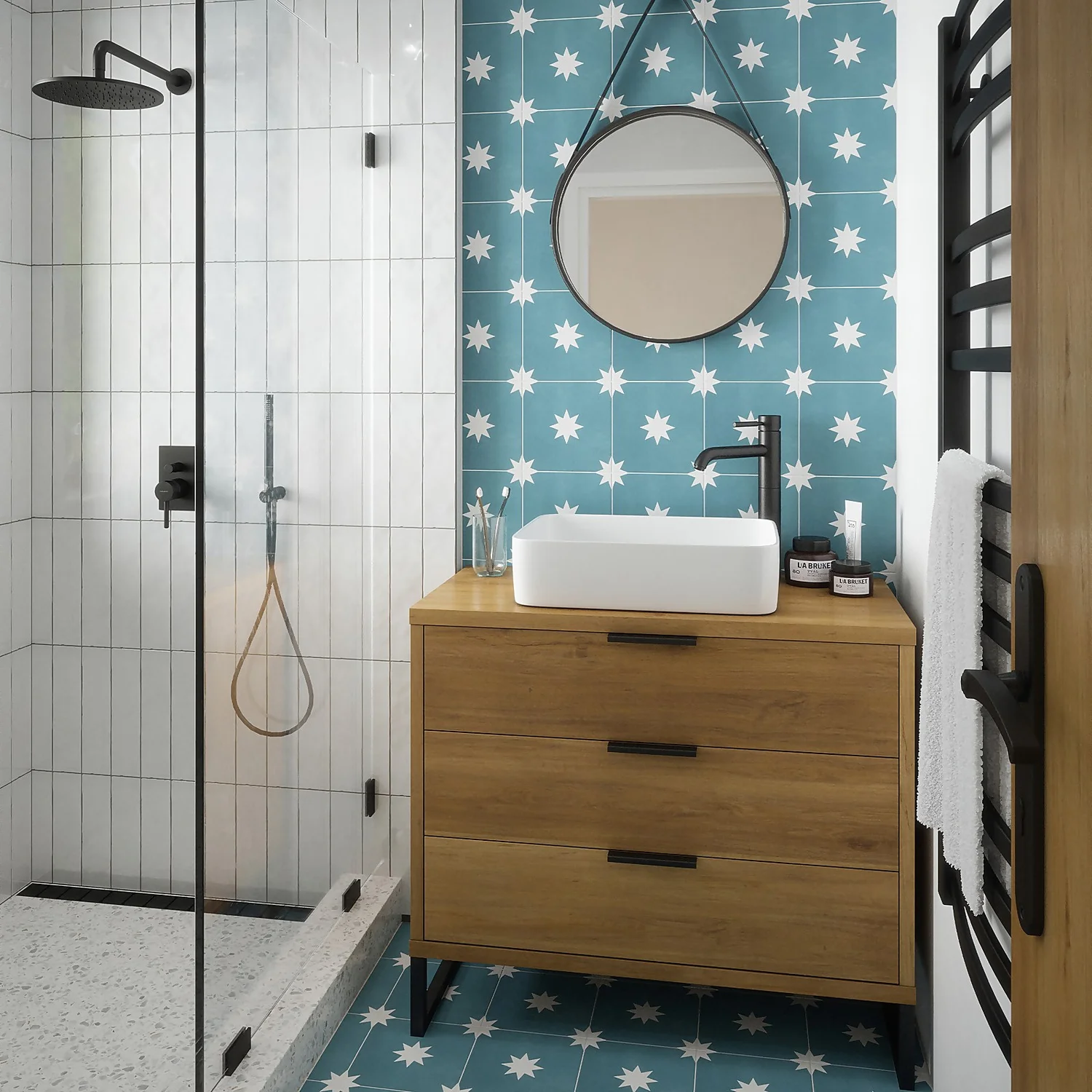 Country Living Starry Skies Peacock Teal Porcelain Wall & Floor Tile - 200 X 200mm - 0.52sqm Pack 9 Country Living Starry Skies Peacock Teal Porcelain Wall & Floor Tile - 200 X 200mm - 0.52sqm Pack - Image 7