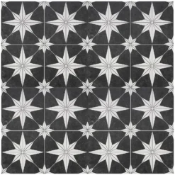 Country Living Starry Skies Black North Star Porcelain Floor & Wall Tile 1.42sqm Pack - 450x450mm -Flooring Store 13220589 1014915122464244