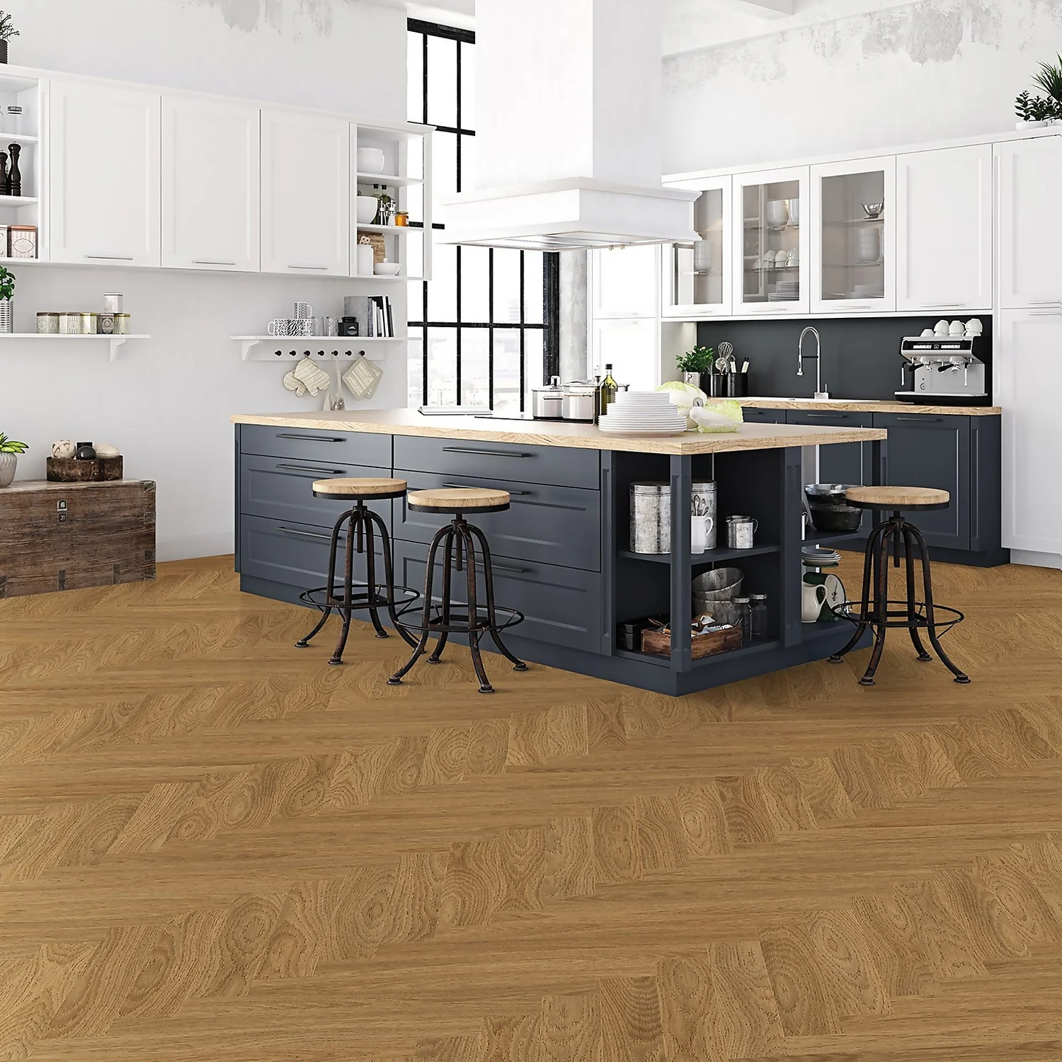Kraus Rigid Core Herringbone Luxury Vinyl Floor Tile - Weaveley Light Oak 3 Kraus Rigid Core Herringbone Luxury Vinyl Floor Tile - Weaveley Light Oak