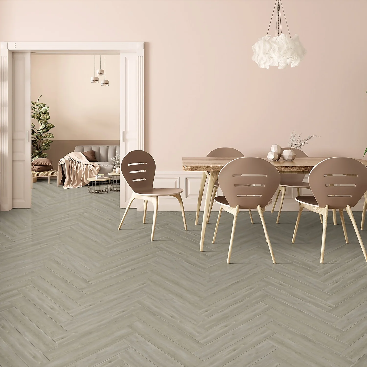 Kraus Herringbone Luxury Vinyl Floor Tile Sample - Owsten Grey 3 Kraus Herringbone Luxury Vinyl Floor Tile Sample - Owsten Grey